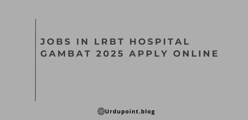 Jobs in LRBT Hospital Gambat 2025 Apply Online